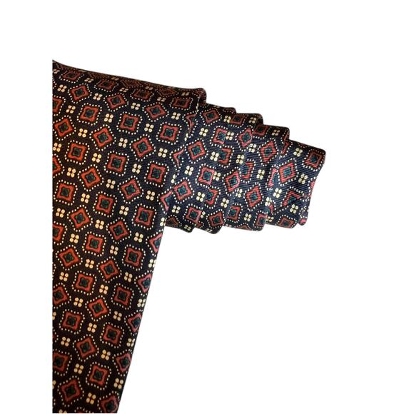 Vintage Liberty of London Silk Black & Burnt Orange Print Tie - Picture 3 of 5